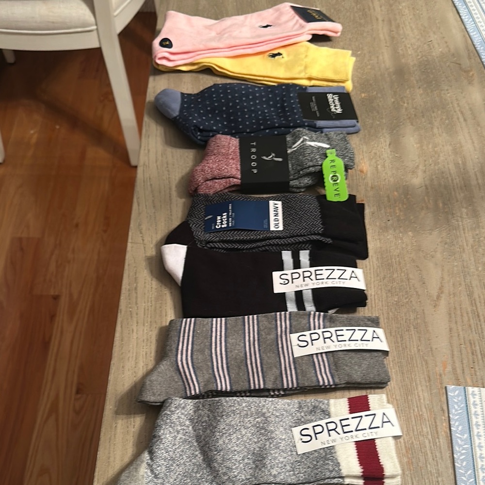 NWT men’s socks 8 pair sprezza, polo, troop, unsimply stitched